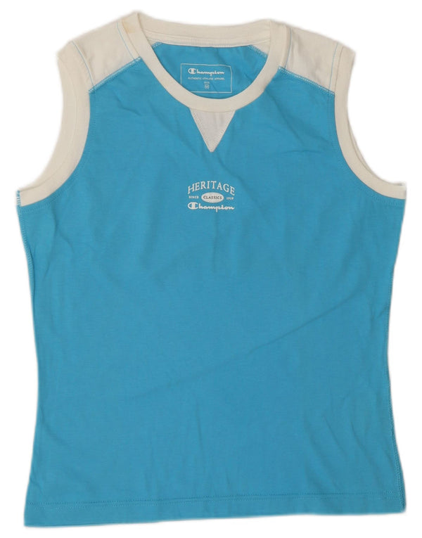 Champion Womens Heritage Classics Graphic Vest Top UK 12 Medium Blue