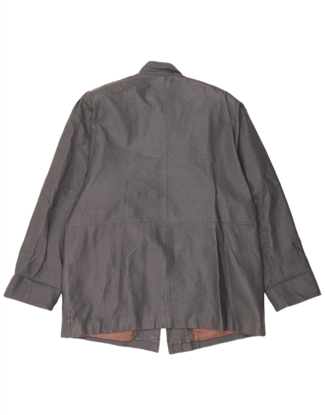 Palton supradimensionat din piele vintage pentru femei UK 18 XL din piele gri