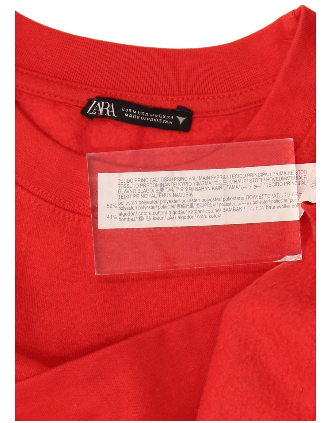 Pulover crop pentru femei Zara UK 14 Poliester roșu mediu