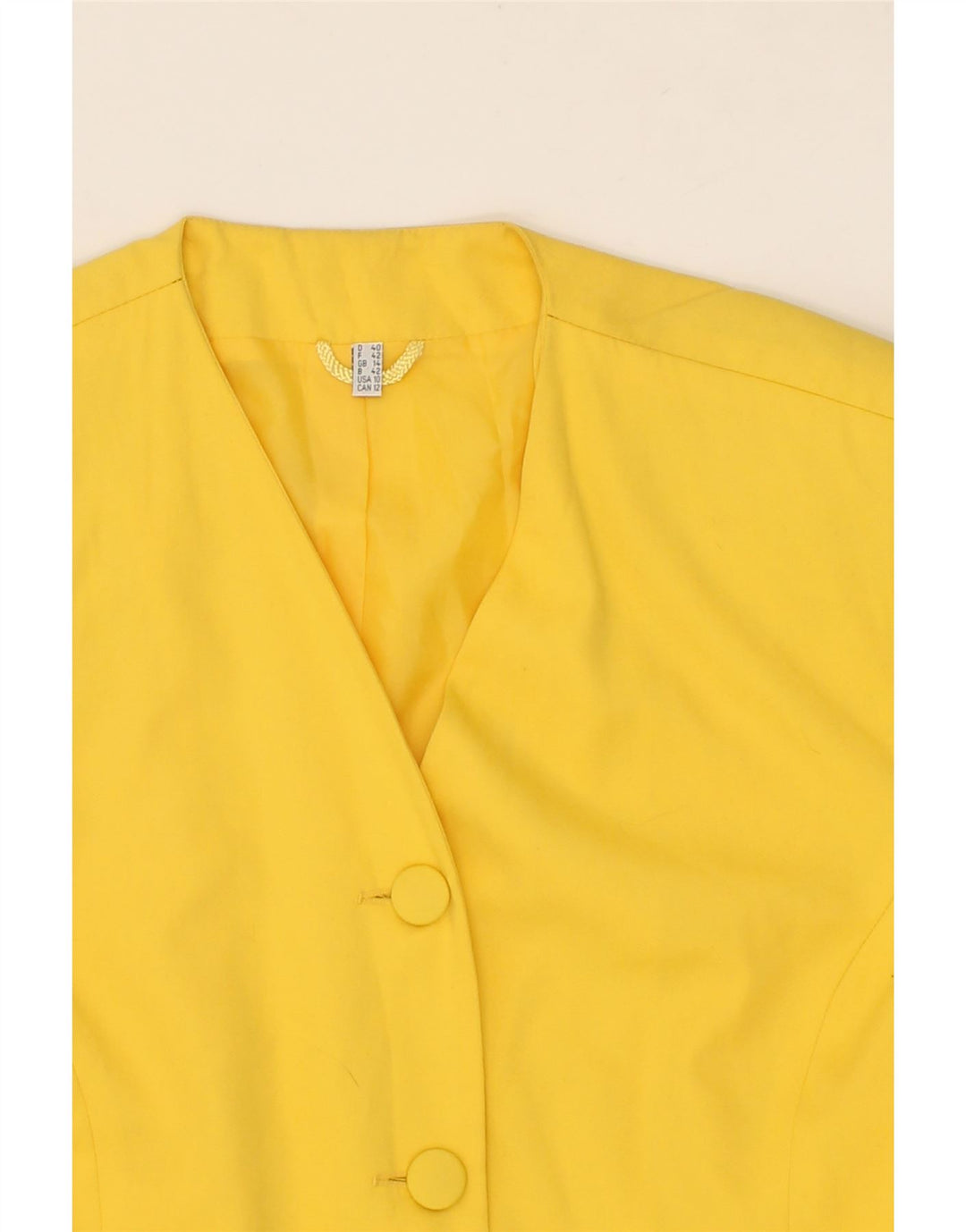 VINTAGE Womens 3 Button Blazer Jacket UK 14 Large Yellow Polyester Vintage Vintage and Second-Hand Vintage from Messina Hembry 