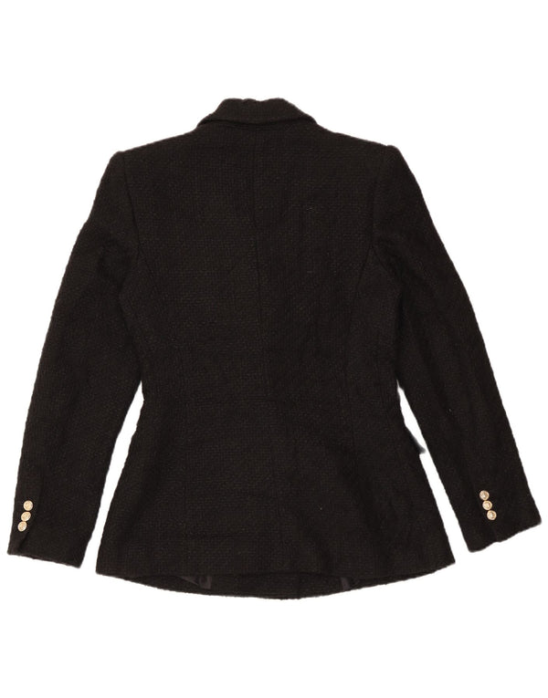 Jachetă Blazer pentru femei Zara, cu două piept, UK 10 Mic, negru, acrilic