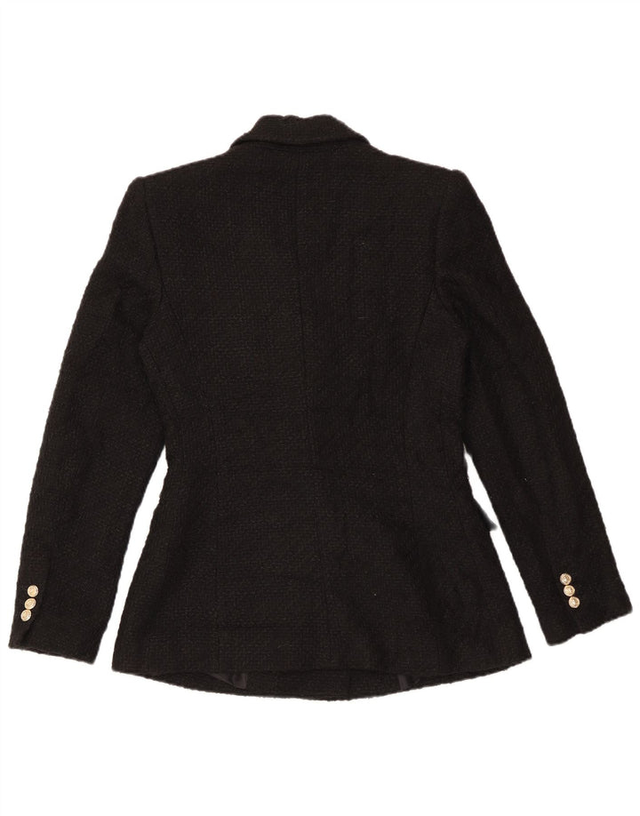 Jachetă Blazer pentru femei Zara, cu două piept, UK 10 Mic, negru, acrilic