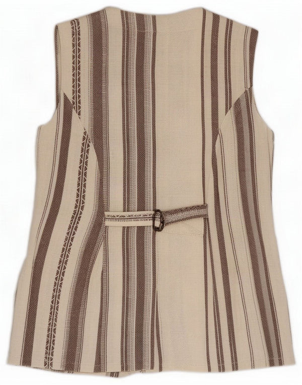 Jachetă blazer fără mâneci cu 4 nasturi pentru femei UK 12 Medium Beige Striped