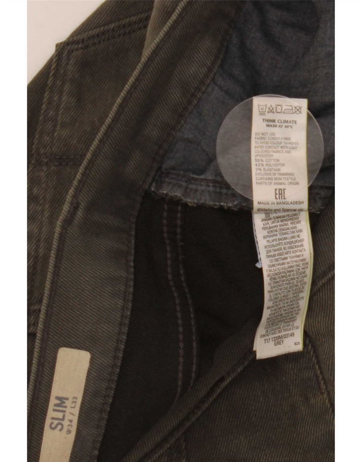 Blugi slim pentru bărbați Marks & Spencer W34 L33 bumbac gri
