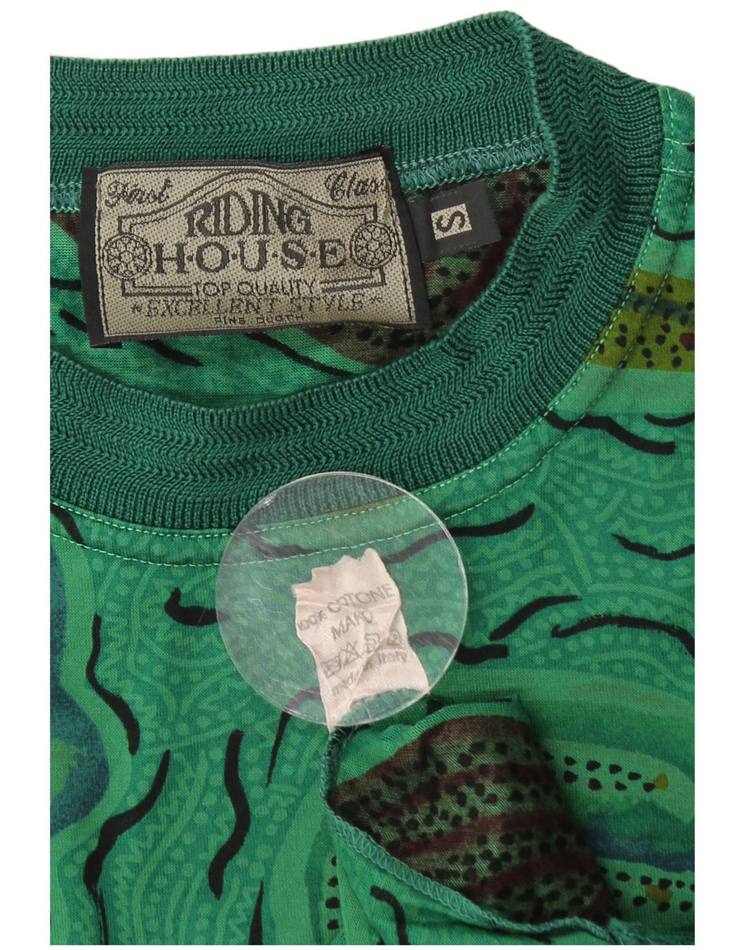 Tricou VINTAGE pentru bărbați cu model abstract Top mic din bumbac verde