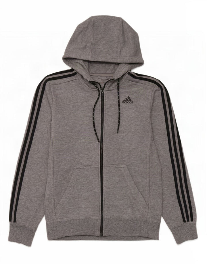 Pulover Adidas Climalite Zip pentru bărbați, poliester cu pături mici, gri