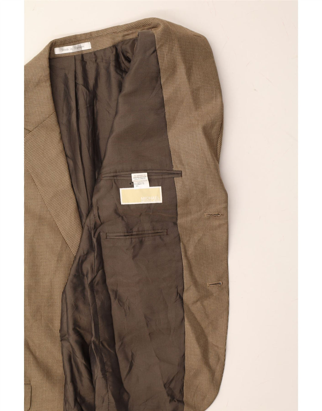 MICHAEL KORS Mens 2 Button Blazer Jacket UK 38 Medium Beige Check Vintage Michael Kors and Second-Hand Michael Kors from Messina Hembry 