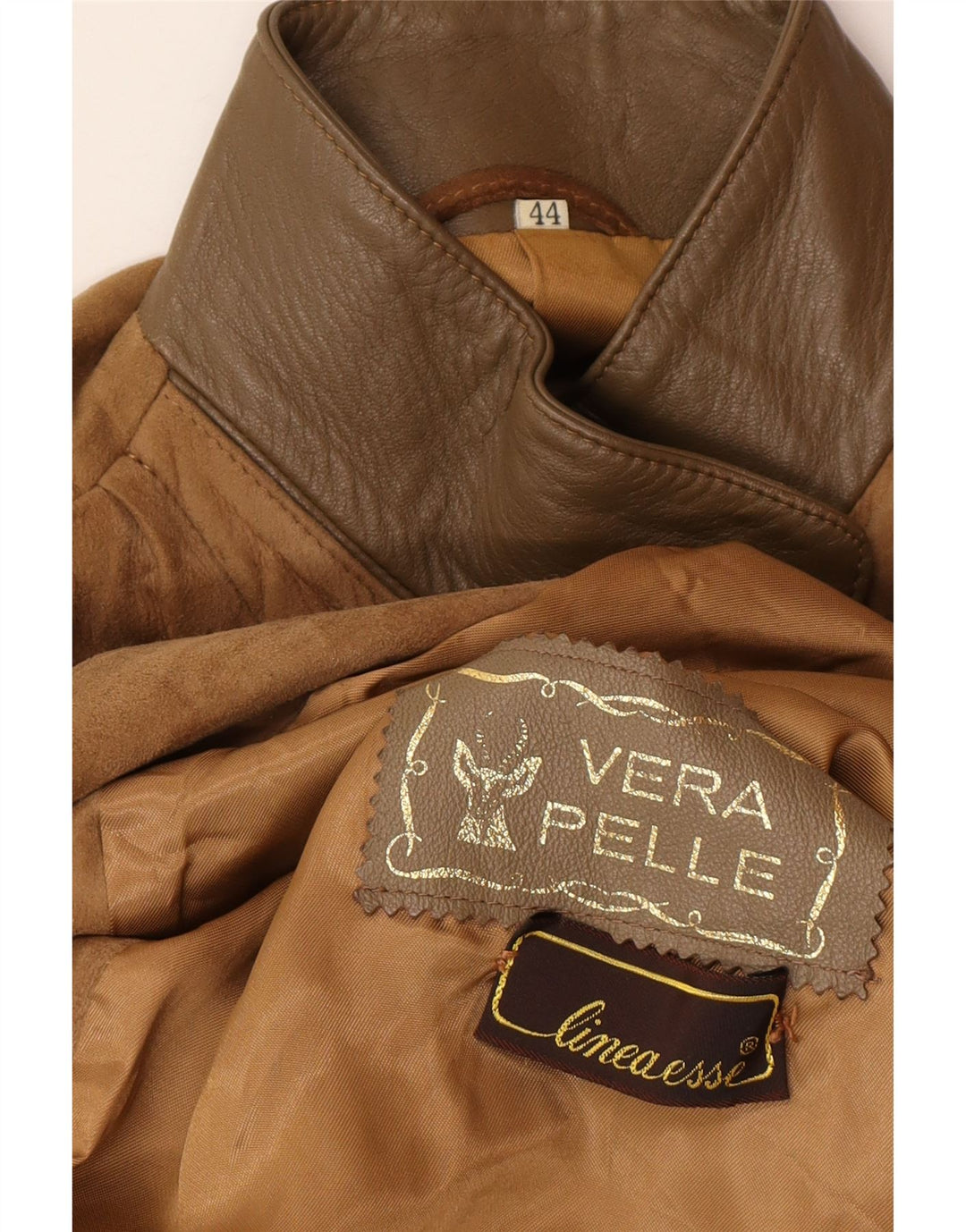 Jachetă de piele de căprioară supradimensionată pentru femei Vintage IT 44 din piele maro medie