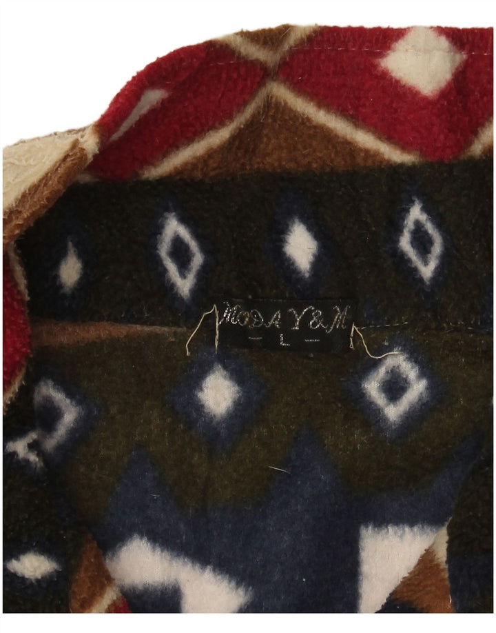 Jachetă din lână supradimensionată pentru femei VINTAGE UK 16 mare, multicoloră, geometrică