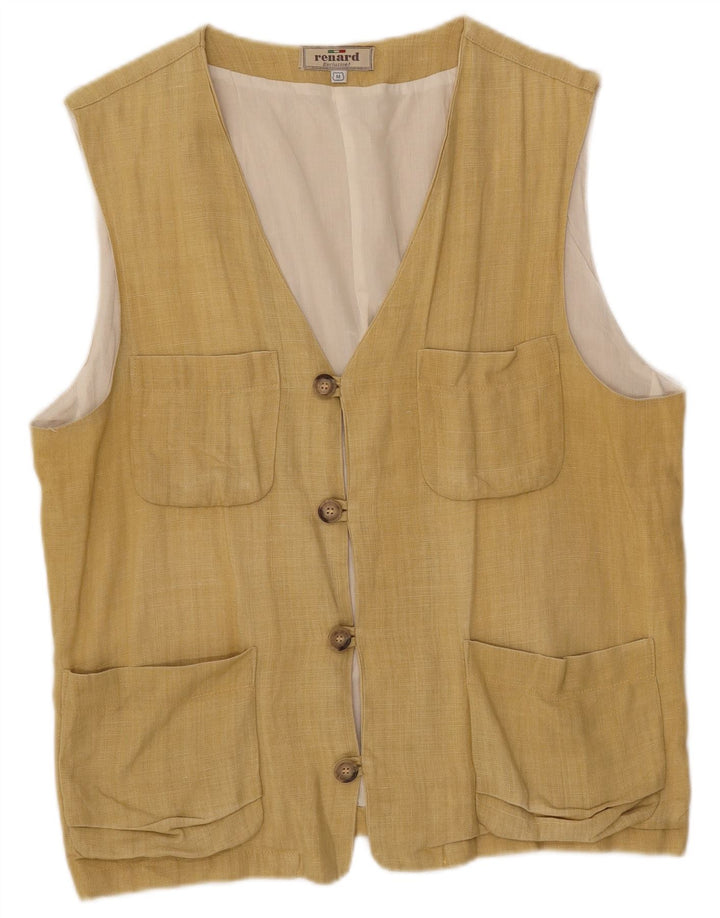 Renard Mens Utility Gilet UK 38 Medium Beige Bumbac