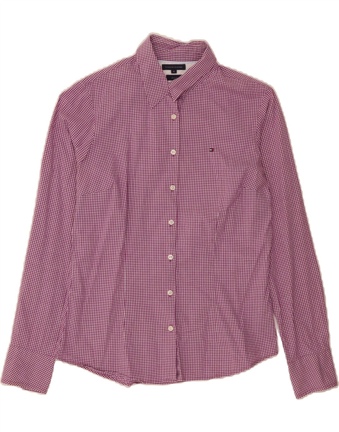 TOMMY HILFIGER Womens Shirt US 8 Medium Purple Gingham Cotton Vintage Tommy Hilfiger and Second-Hand Tommy Hilfiger from Messina Hembry 