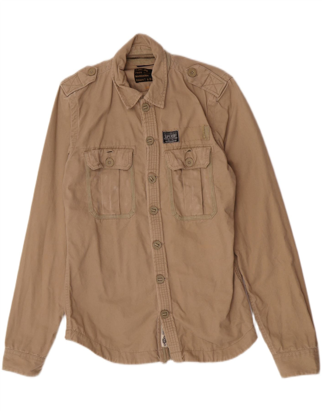 Cămașă militară pentru bărbați Superdry, mare, bej, bumbac