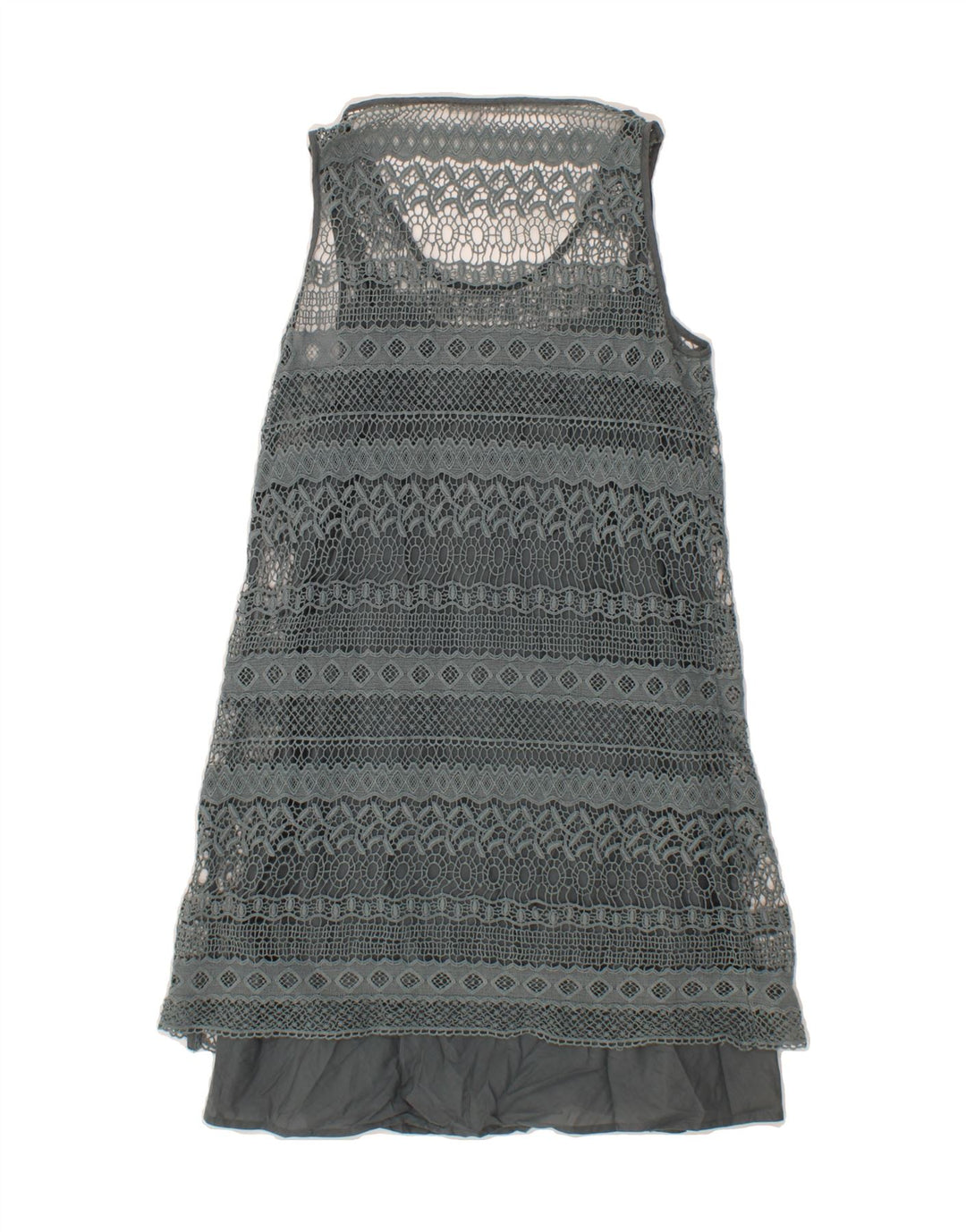 MASSIMO DUTTI Womens Sleeveless A-Line Dress UK 12 Medium Grey Cotton Vintage Massimo Dutti and Second-Hand Massimo Dutti from Messina Hembry 