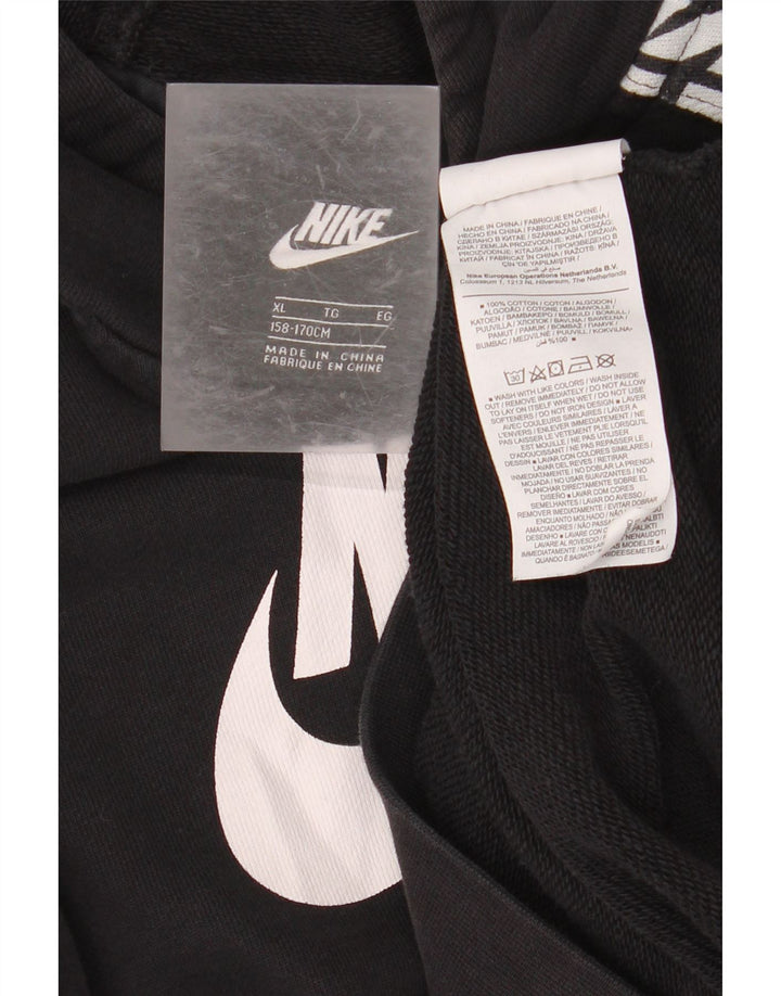 Pulover NIKE pentru băieți cu glugă grafică 13-14 ani XL bumbac negru