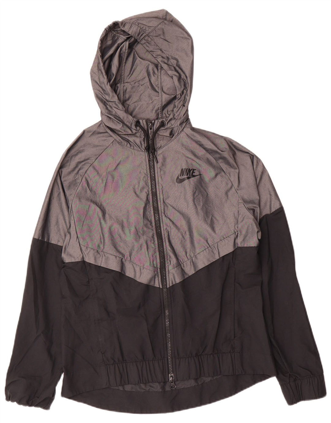 Jachetă de ploaie cu glugă Nike pentru femei UK 10, gri mic, nailon color bloc