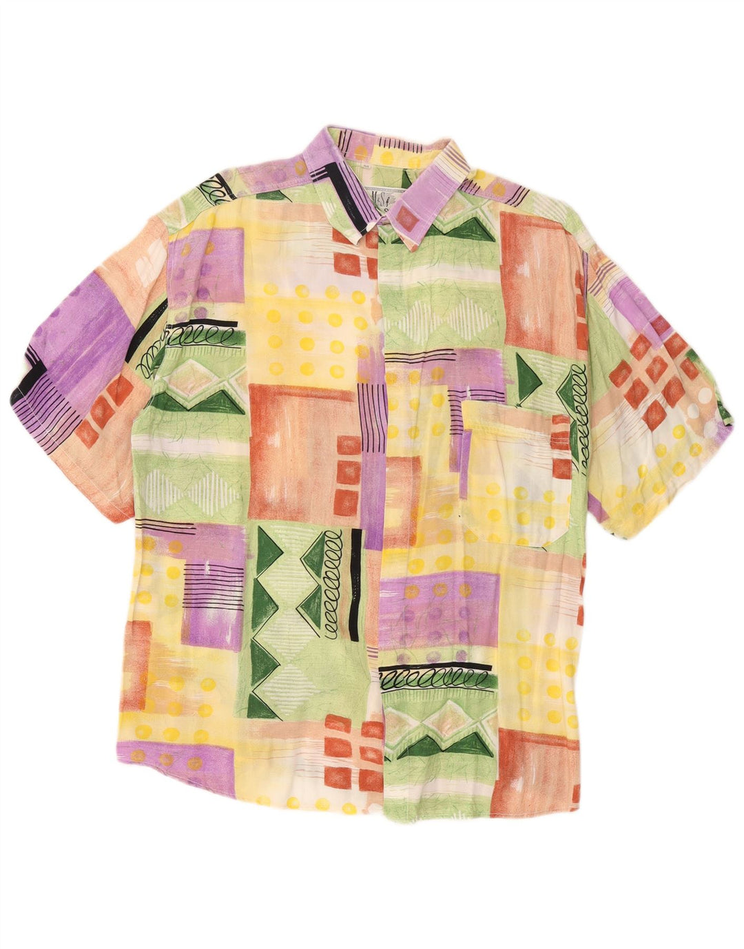 Cămașă cu mânecă scurtă pentru bărbați VINTAGE, multicoloră, mozaic