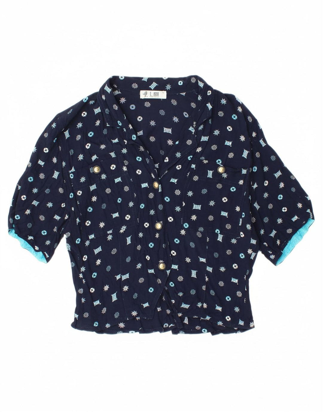 MORLY'S Womens Abstract Pattern Shirt Blouse IT 44 Medium Navy Blue