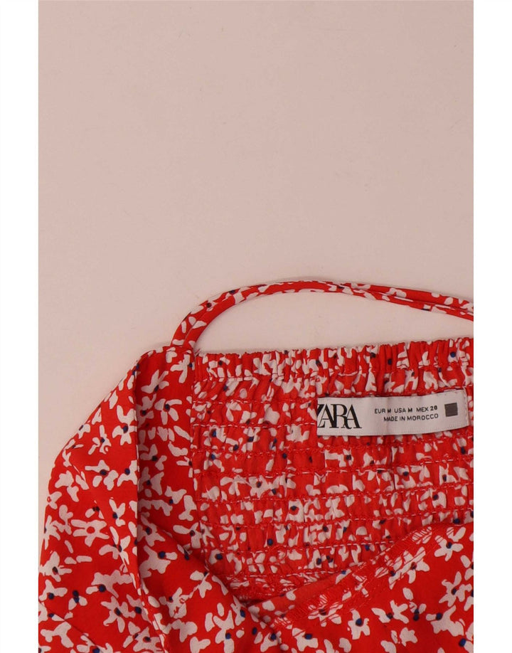 Rochie pentru femei Zara UK 12 Roșu Mediu Floral