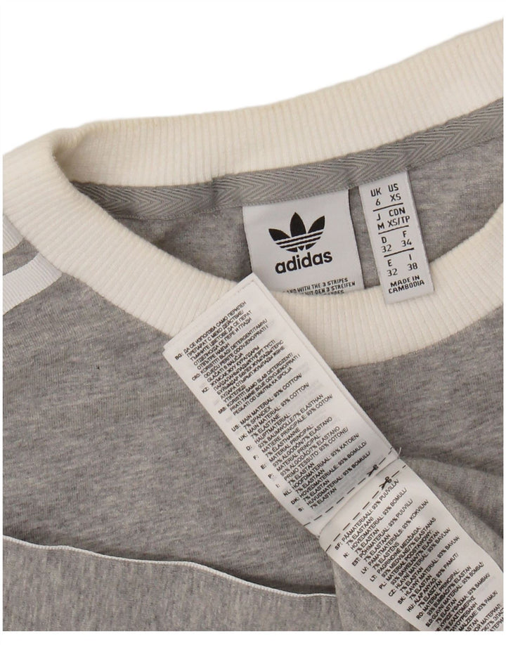 Top pentru femei ADIDAS cu mânecă lungă UK 6 XS, bumbac cu pete gri