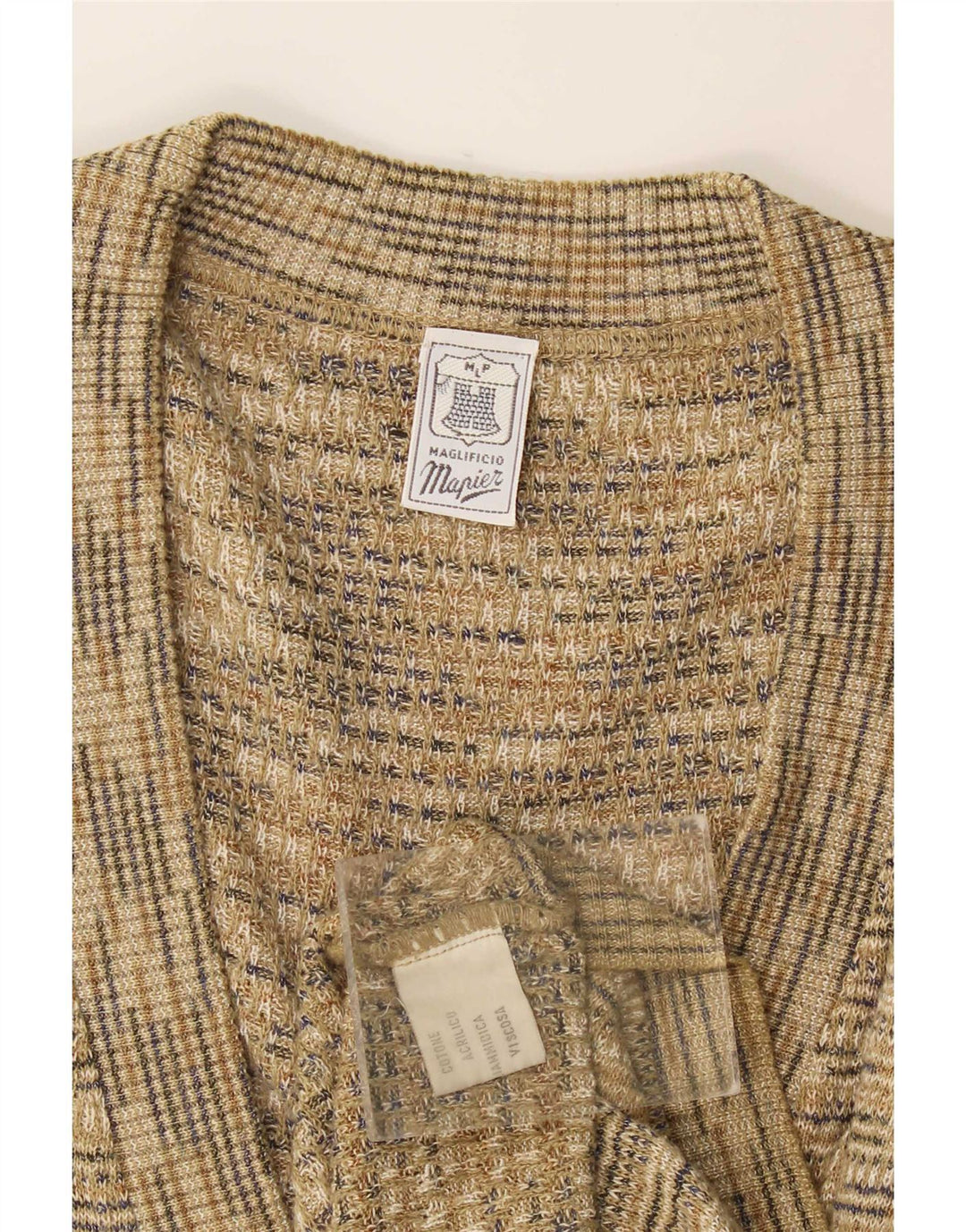Pulover cardigan fără mâneci pentru bărbați Mapier, bumbac cu pete, bej mediu