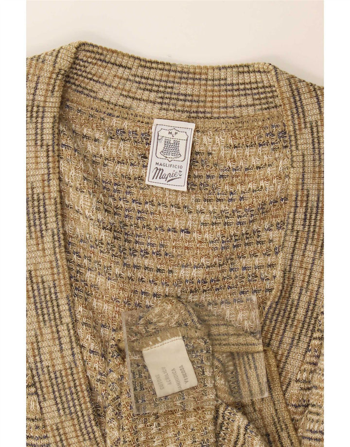 Pulover cardigan fără mâneci pentru bărbați Mapier, bumbac cu pete, bej mediu