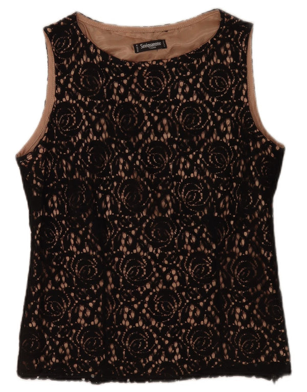 Bluză din dantelă fără mâneci pentru femei Sinequanone UK 12 Medium Black Floral