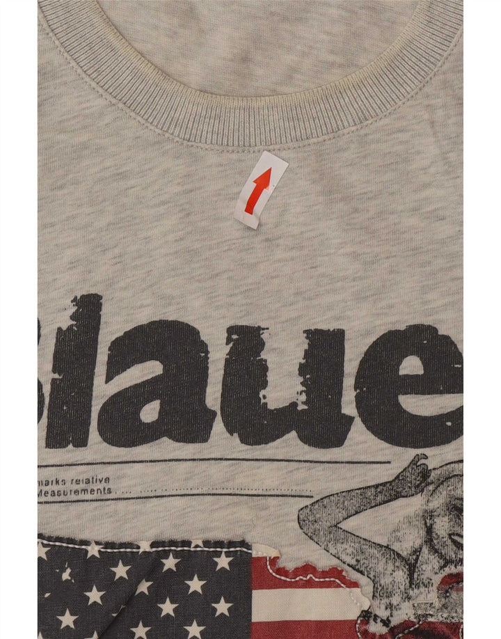 Tricou grafic pentru bărbați Blauer Top din bumbac gri mediu