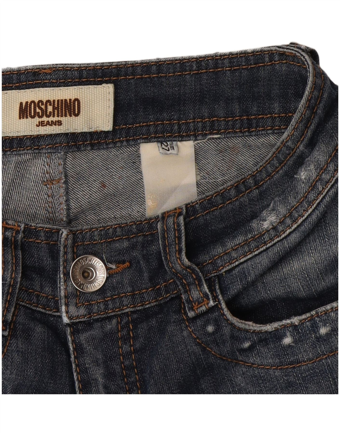 Blugi skinny distressed pentru femei Moschino W27 L34 Albastru