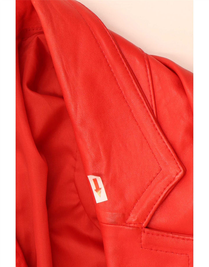Palton supradimensionat din piele vintage pentru femei UK 18 XL roșu