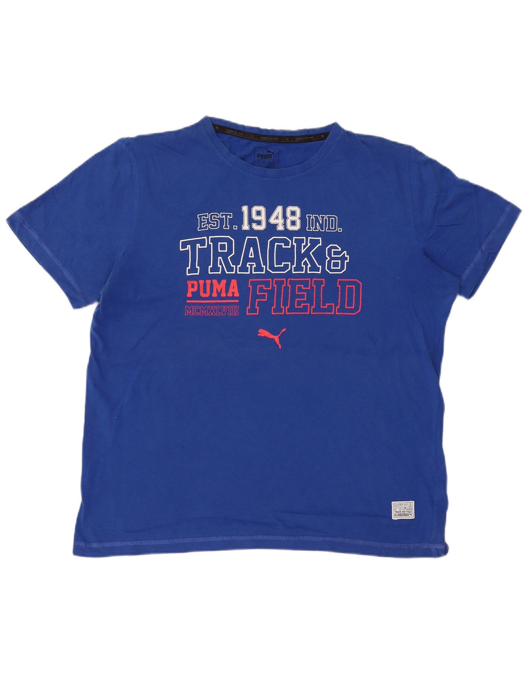 Tricou cu grafică Puma pentru bărbați Top din bumbac albastru mediu