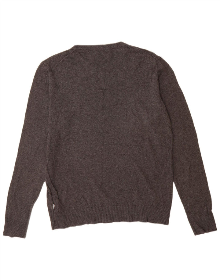 Pulover Jack & Jones pentru bărbați, cu gât crew, bumbac, gri mediu