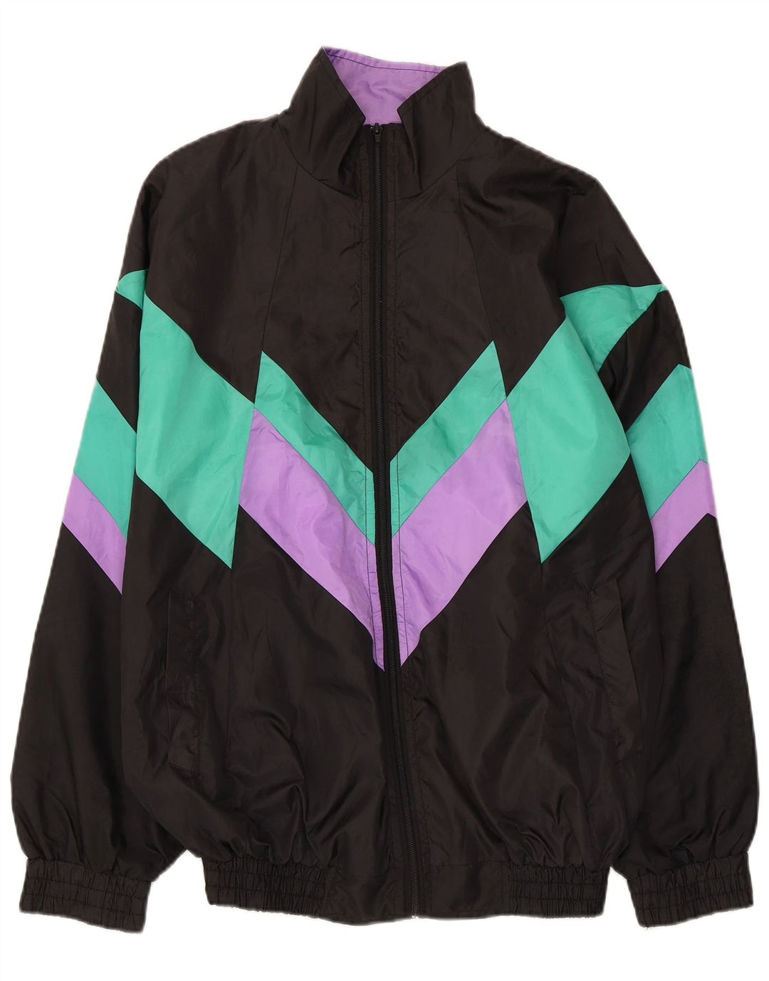 Trening pentru bărbați vintage, jachetă mare, neagră, color block