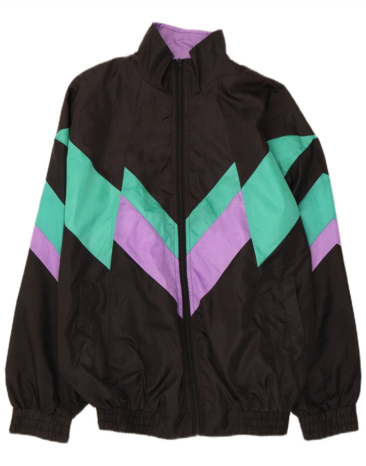 Trening pentru bărbați vintage, jachetă mare, neagră, color block