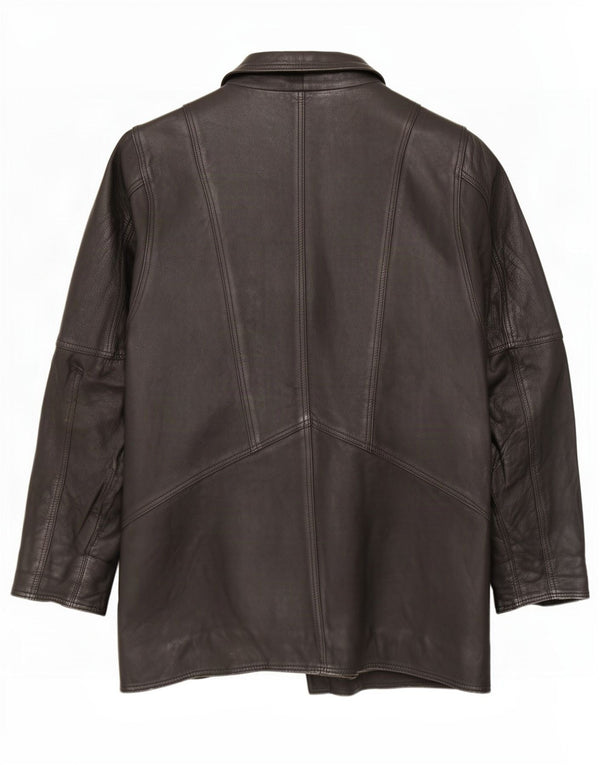 Palton supradimensionat din piele vintage pentru femei UK 10 mic negru