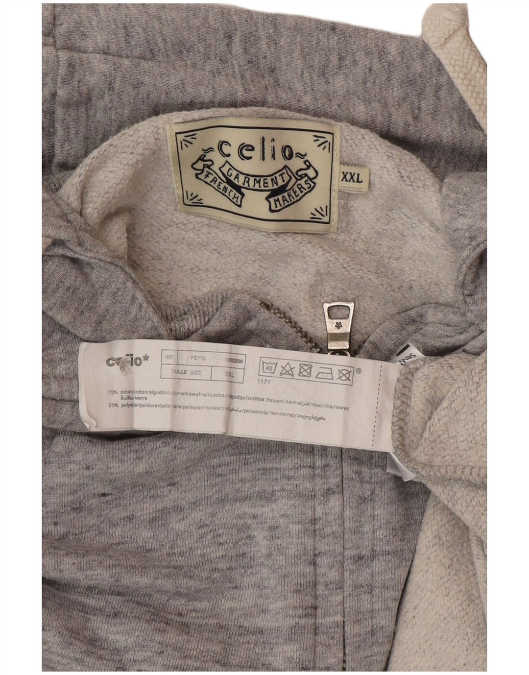 Pulover Celio pentru bărbați, cu fermoar, 2XL, bumbac cu pete gri