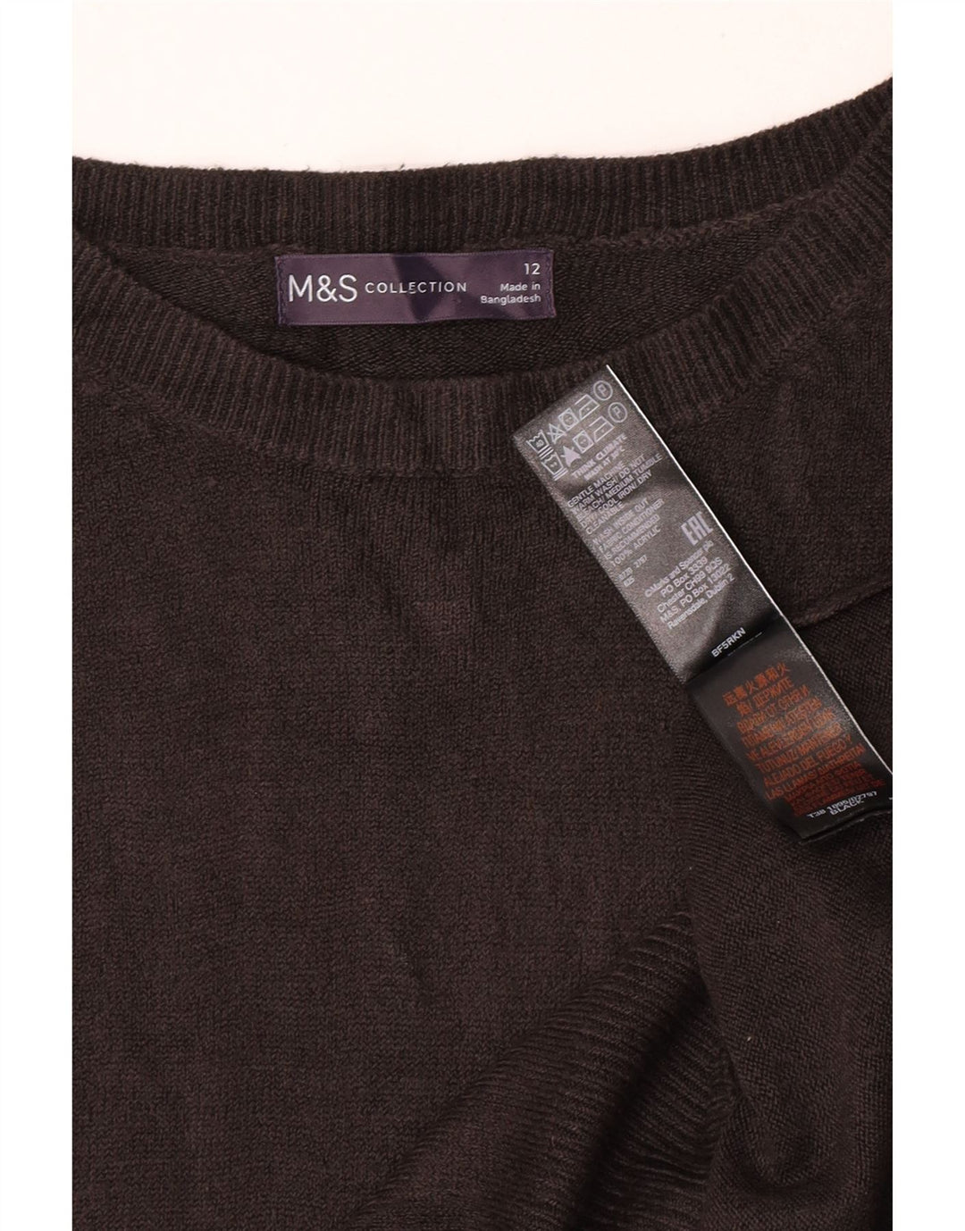 Pulover pentru femei Marks & Spencer cu gâtul cu barca UK 12 Medium Negru Acrilic