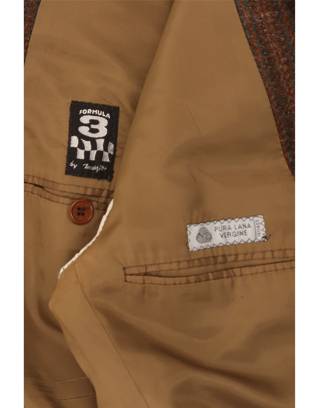 Jachetă pentru bărbați Marzotto cu 2 nasturi, UK 36, lână virgină cu dungi maro mici