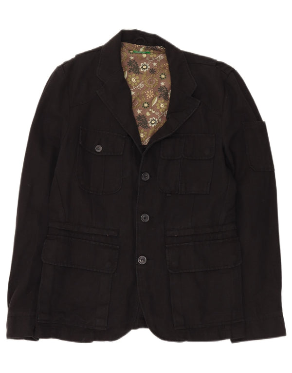 Jachetă pentru bărbați BENETTON cu 3 nasturi, IT 48, in negru mediu