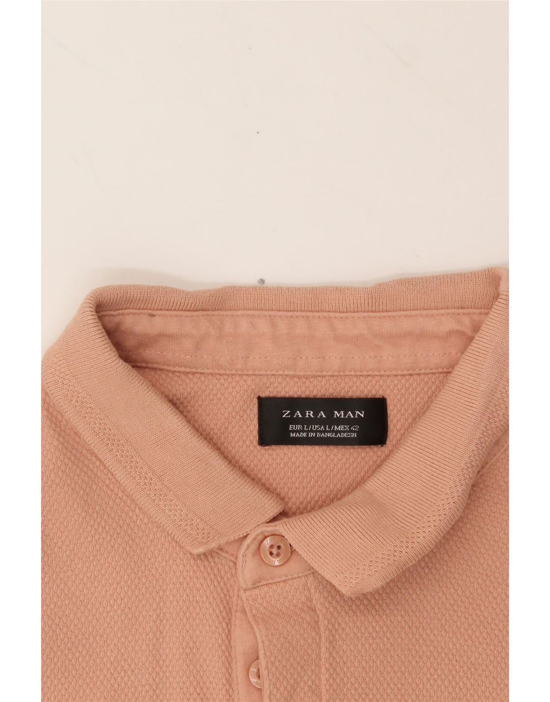 ZARA Mens Polo Shirt Large Pink Cotton Vintage Zara and Second-Hand Zara from Messina Hembry 
