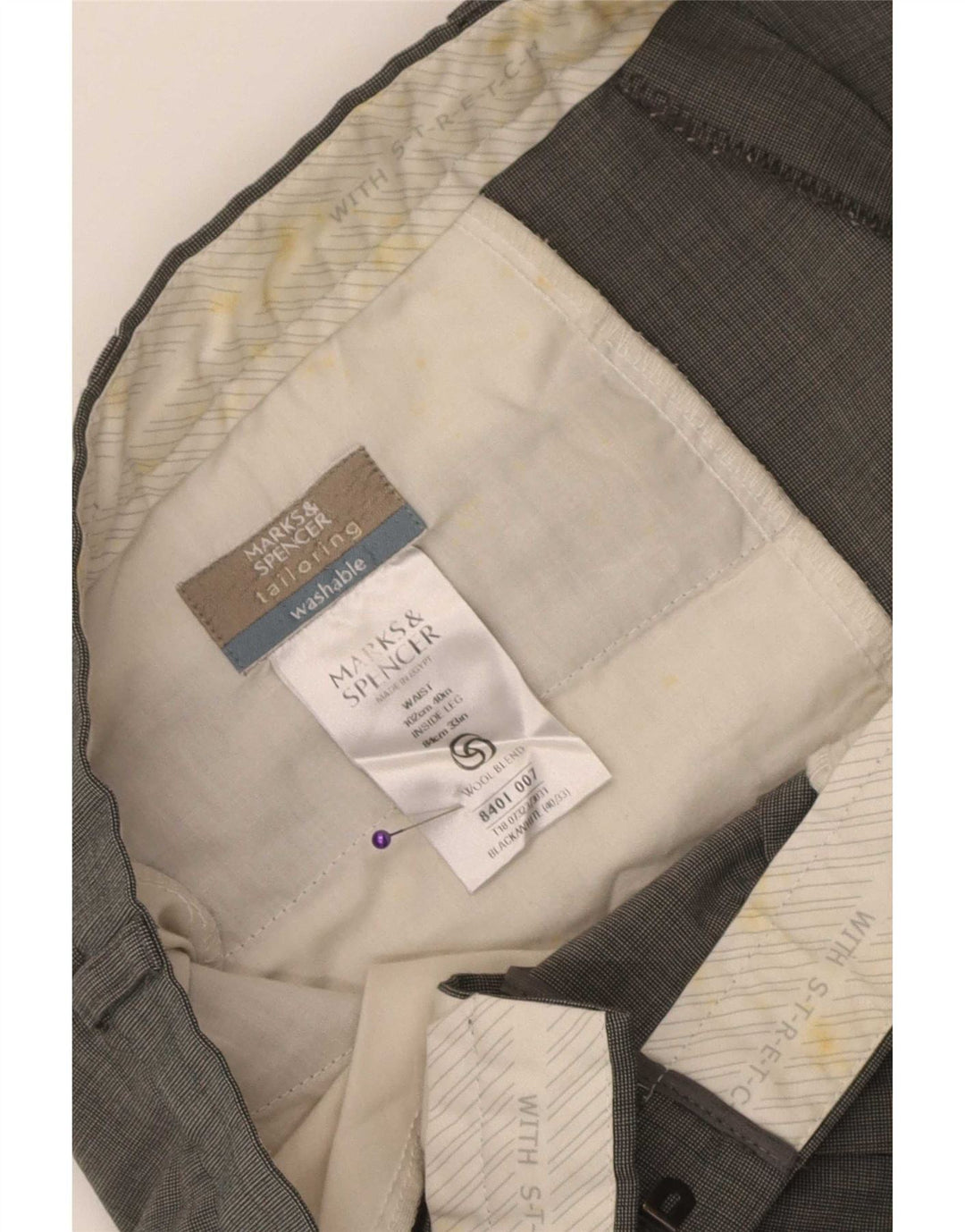 Pantaloni de costum pentru bărbați Marks & Spencer L40 L33 Poliester negru