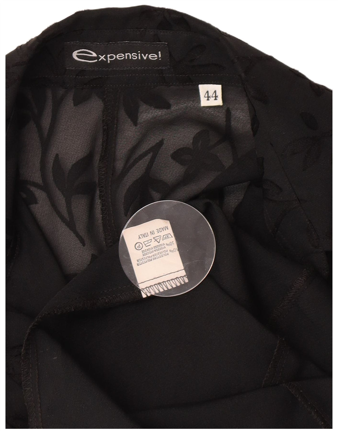 Bluză cămașă transparentă pentru femei vintage IT 44 Poliester Floral Negru Mediu