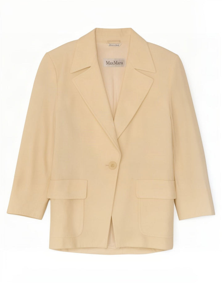 Jachetă Blazer pentru femei Max Mara, mânecă 3/4, 1 buton, UK 18 XL, alb