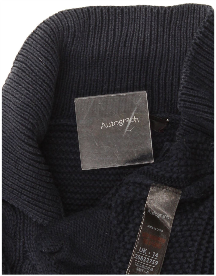 Pulover cardigan cu autograf pentru femei Marks & Spencer UK 14 mare bleumarin