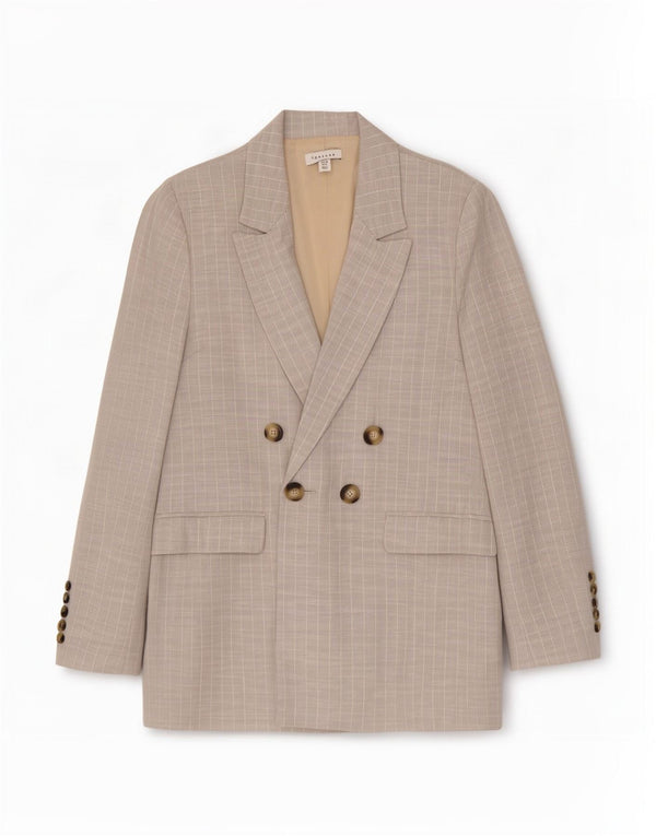 Topshop Jachetă Blazer Dublu Breasted pentru femei UK 12 Medium Gri Dunge