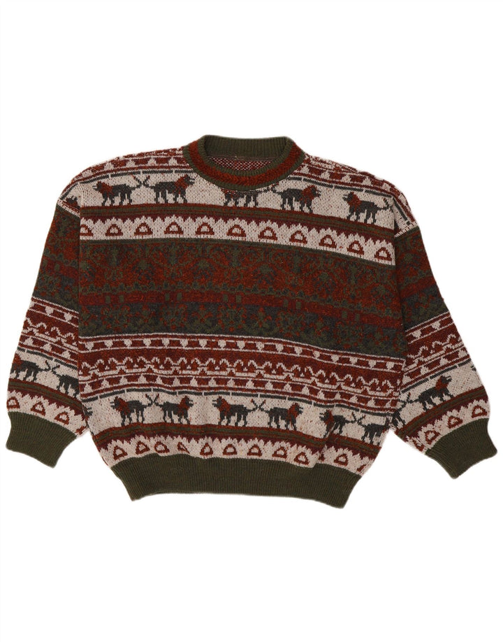 Pulover Vintage pentru bărbați cu gâtul turnat XL, multicolor, Fair Isle
