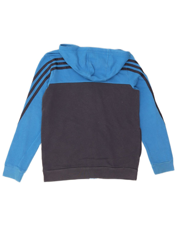 Pulover Adidas pentru băieți, cu fermoar, 11-12 ani, bumbac color-bloc albastru