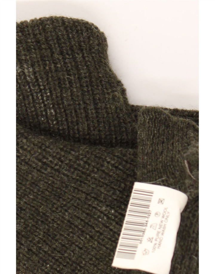 Pulover Barbour pentru bărbați, cu fermoar, cu gât, XL, kaki, lână nouă