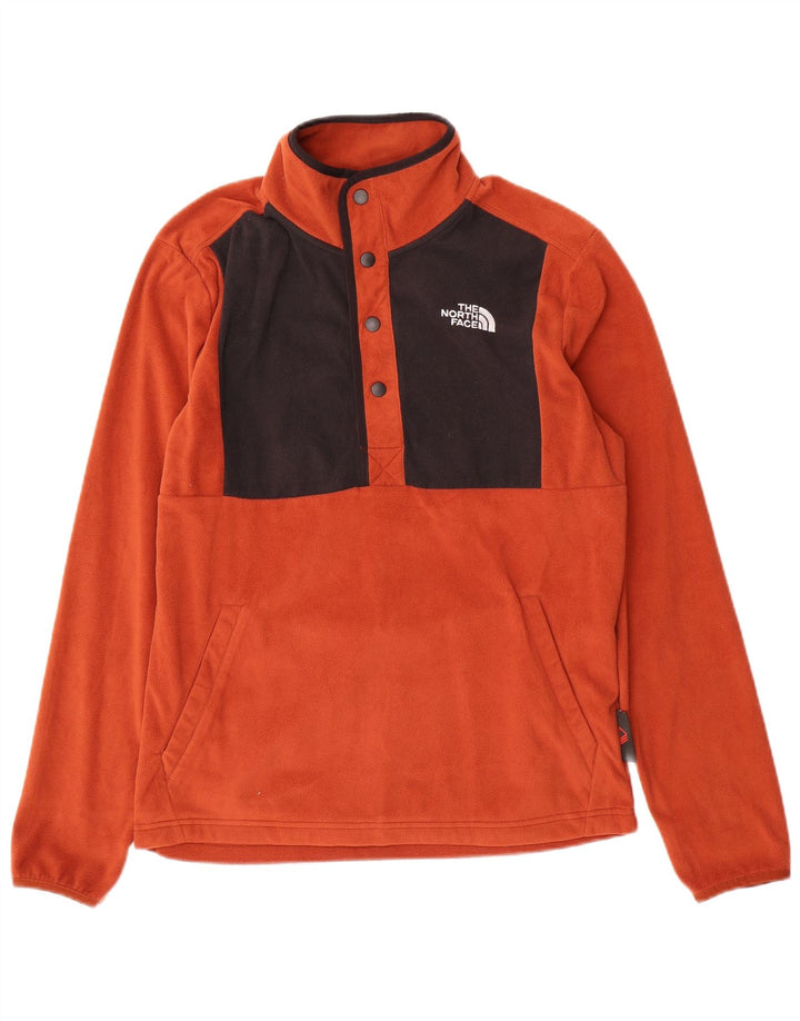Pulover The North Face pentru bărbați, cu gât cu nasturi, fleece, mic, portocaliu, color block