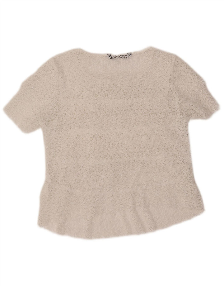 Top Bluză Crop ZARA pentru femei UK 12 Medium White Floral