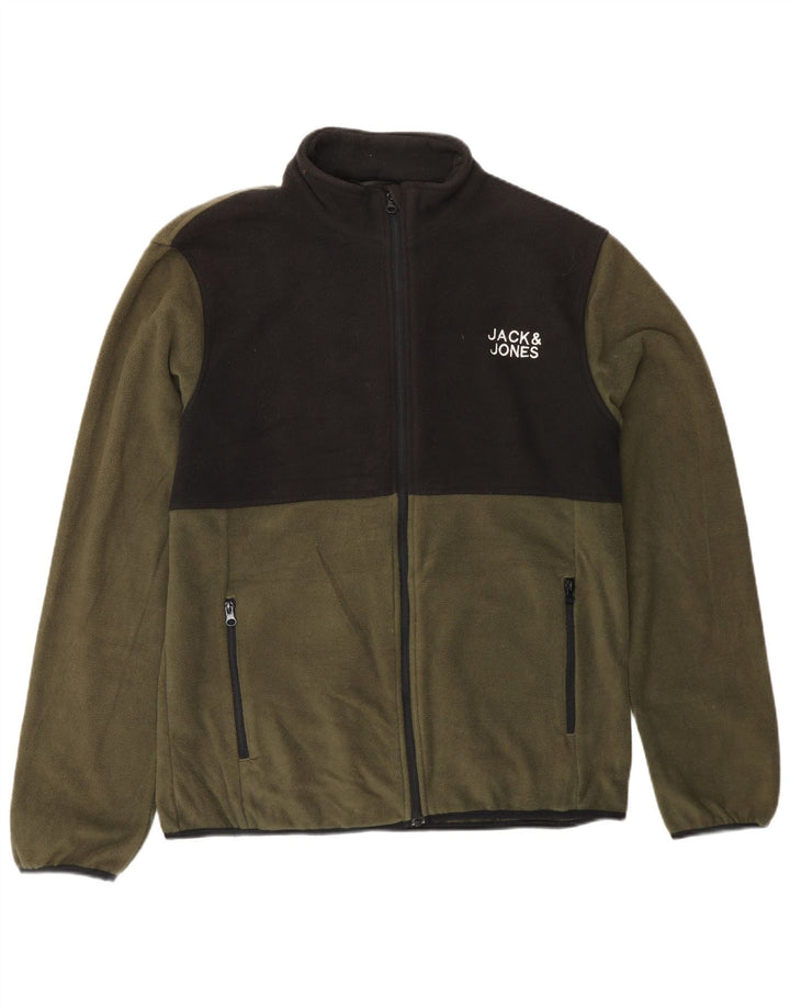 Jachetă fleece Jack & Jones pentru bărbați UK 40, mare, verde, colorblock